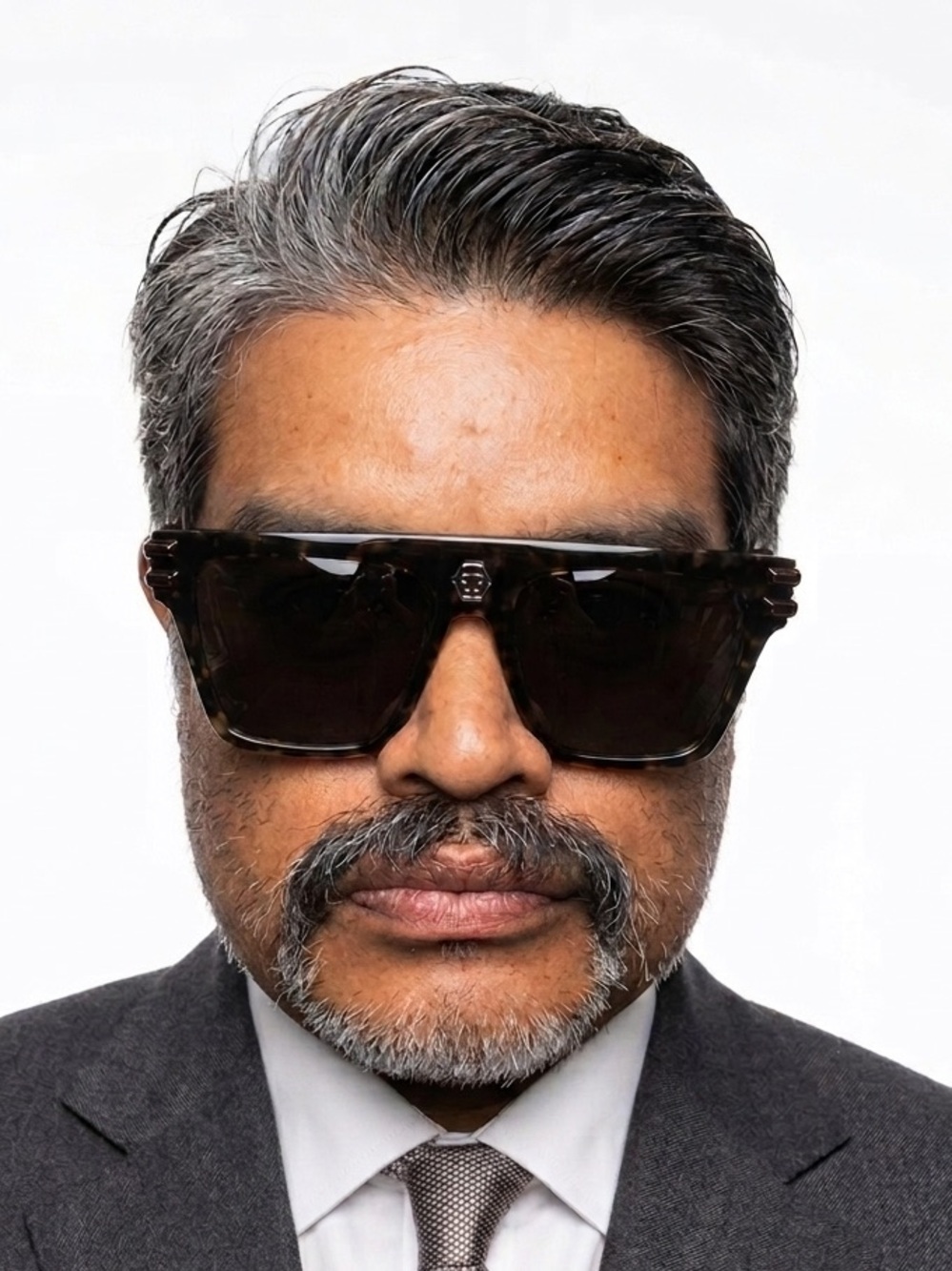 Philipp Plein Black Tortoiseshell Sunglasses with Gray Lenses